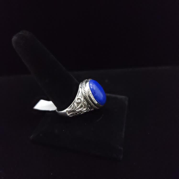 Ornate Men’s Sterling Silver Lapis Lazuli Ring