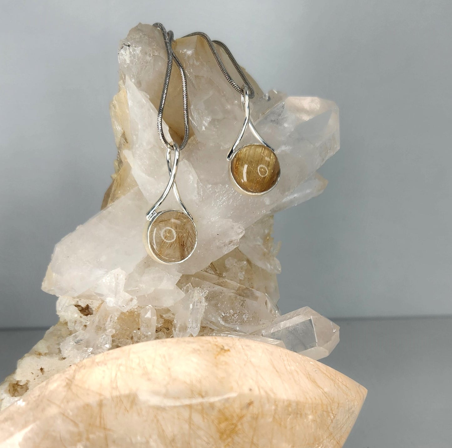 Sterling Silver Rutilated Quartz Pendant - Stimulates Hair Growth | Renewed Joy | Restores Mental Clarity | Counters Overwhelm