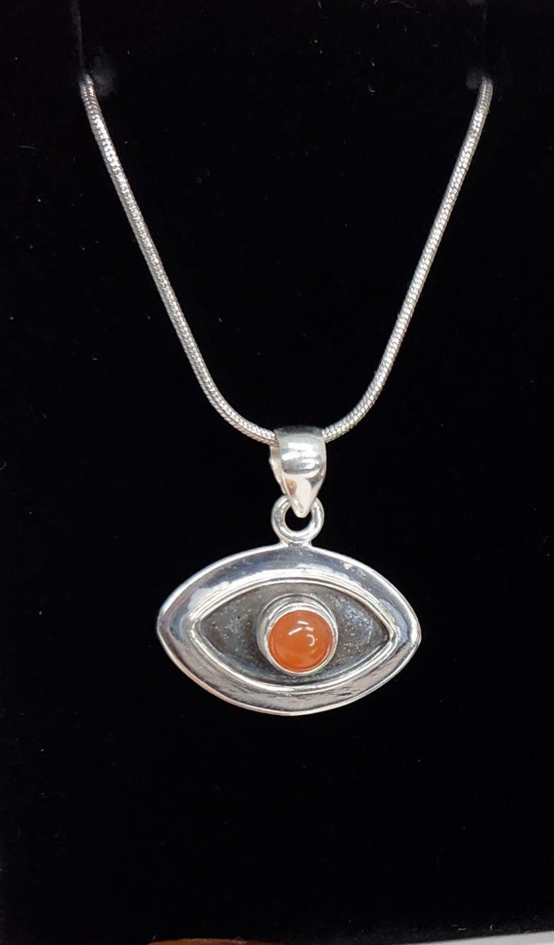 Sterling Silver Carnelian Evil Eye Pendant