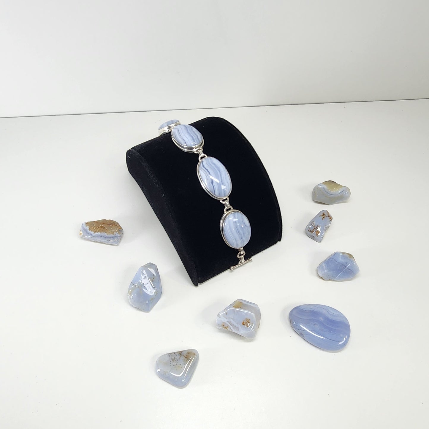 Sterling Silver Blue Lace Agate Bracelet- Calming | Clarity | Communication