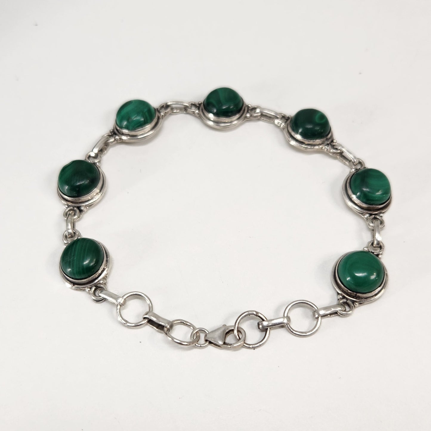 Sterling Silver Malachite Bracelet - Healed heart | Confidence | Recovery from illness
