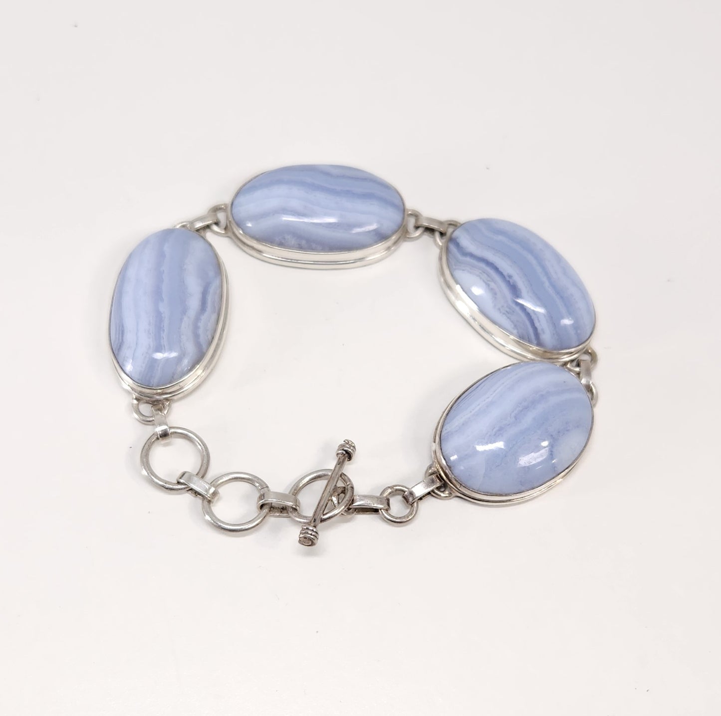 Sterling Silver Blue Lace Agate Bracelet- Calming | Clarity | Communication