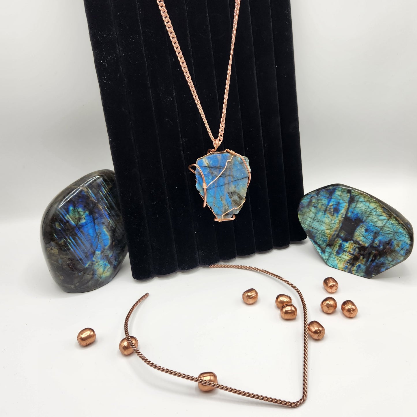 Copper Wrapped Labradorite Pendant
