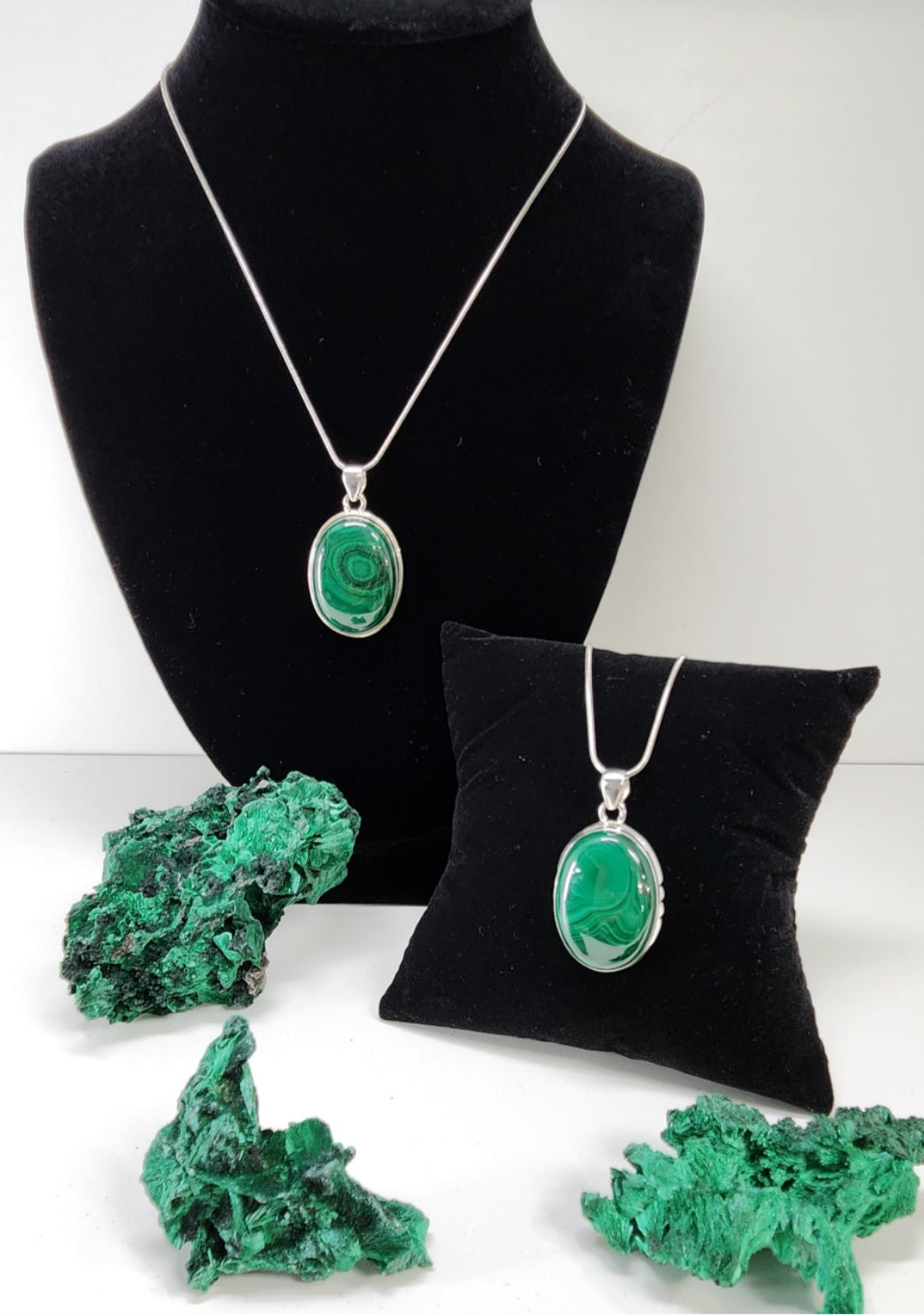 Sterling Silver Malachite Pendants- Overcoming Phobias | Enhanced Leadership | Healed Heart | Activates Chakras