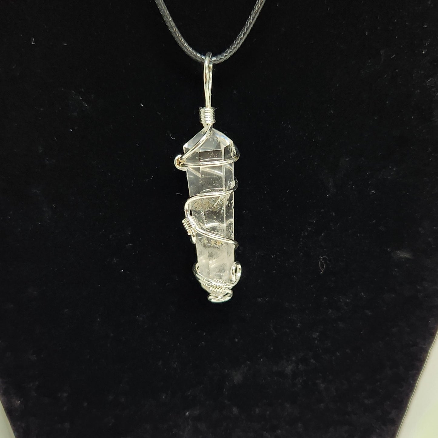 Double Terminated Points Silver Wrapped Pendants
