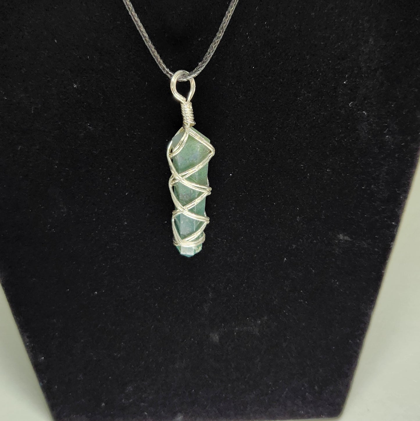 Double Terminated Points Silver Wrapped Pendants