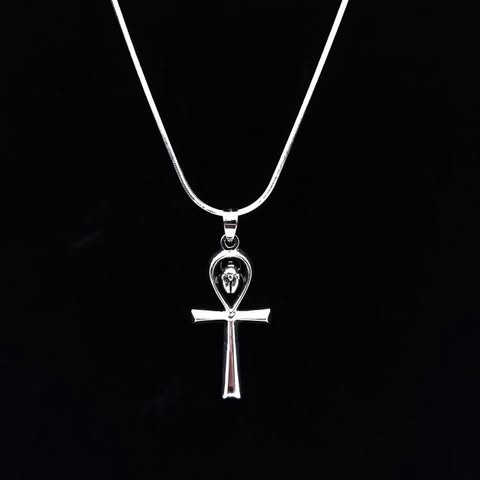 Sterling Silver Scarab Ankh Pendant