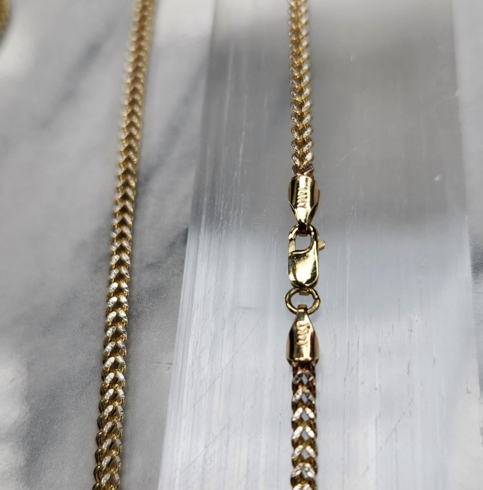 Diamond Cut 14k Gold Franco Neclace
