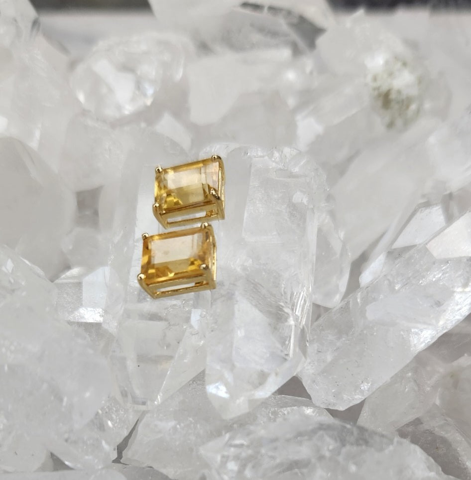 Citrine Square Shaped Earrings- Happiness | Positivity | Abundance
