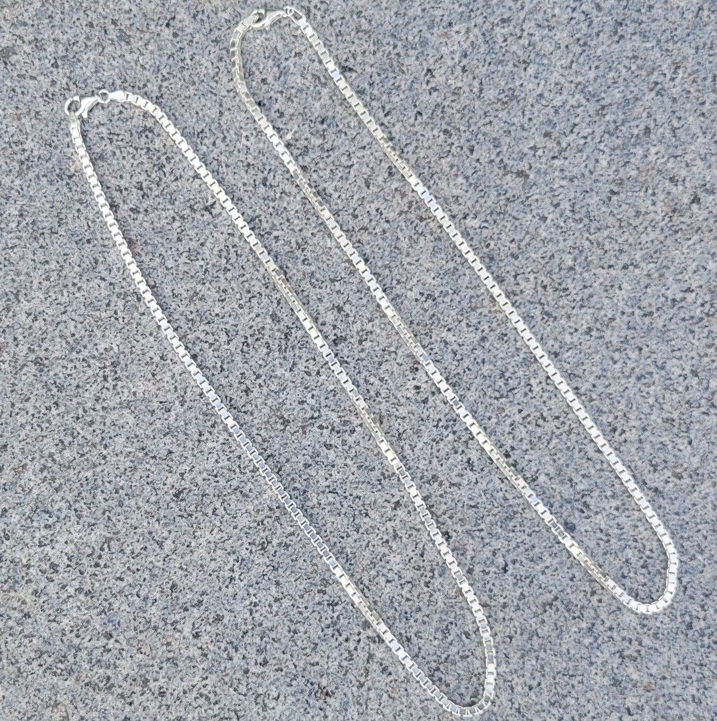 Sterling silver box link necklace