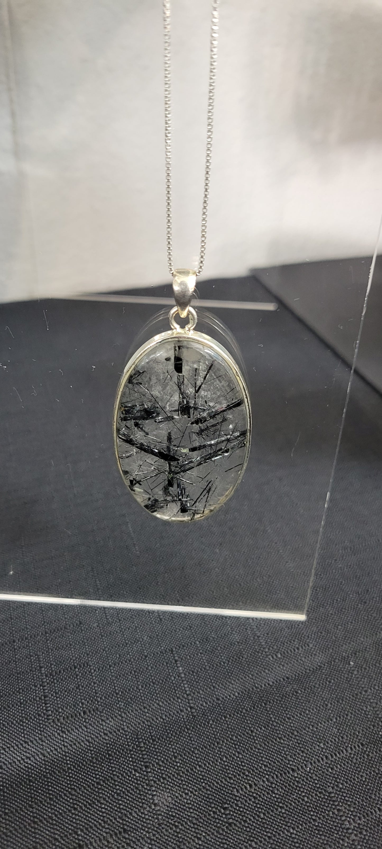 Sterling silver Tourmalined Quartz Pendant