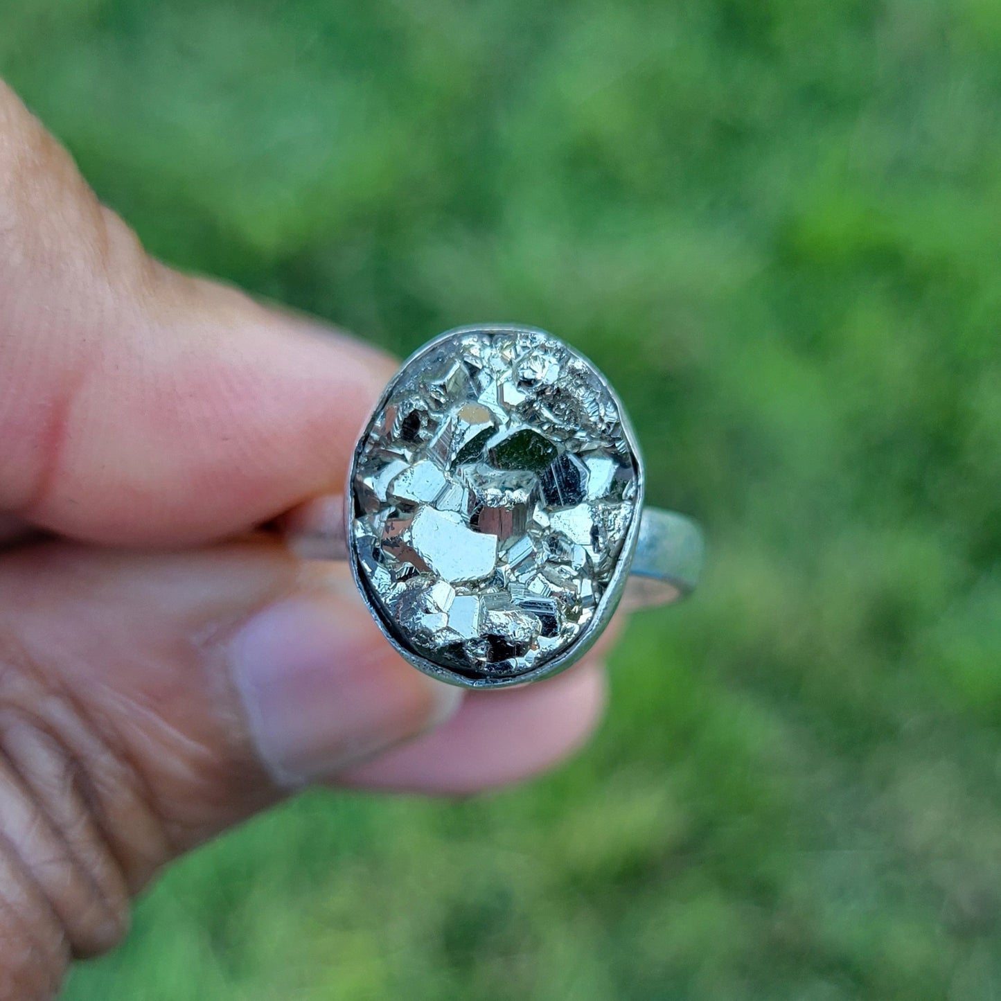 Adjustable Sterling Silver Pyrite Ring