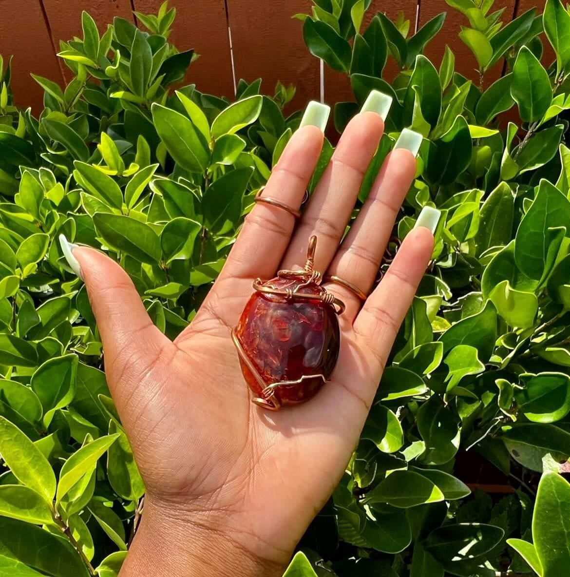 Carnelian Copper Wrapped Pendant - Courage | Vitality | Confidence