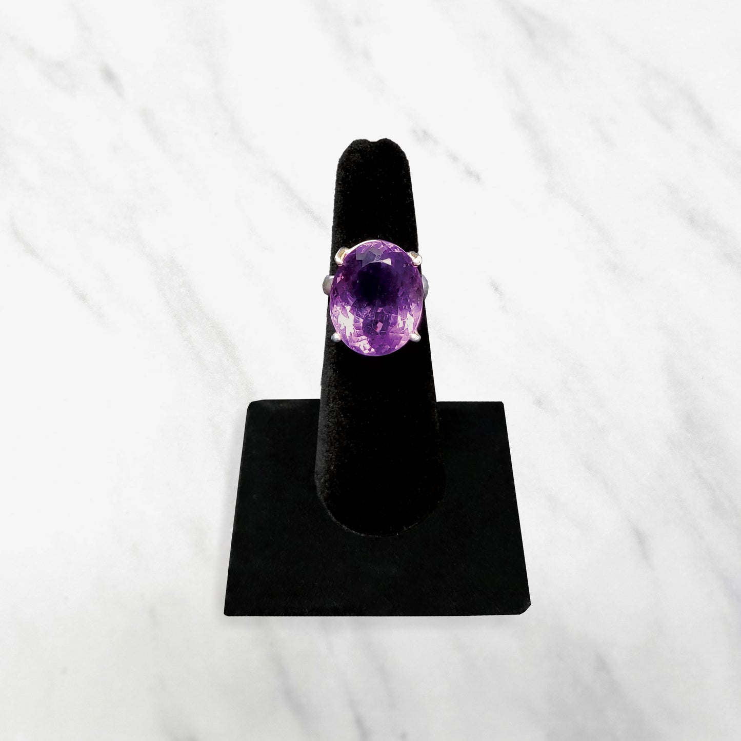 Sterling Silver Faceted Amethyst Ring.- Peace | Intuition | Harmony