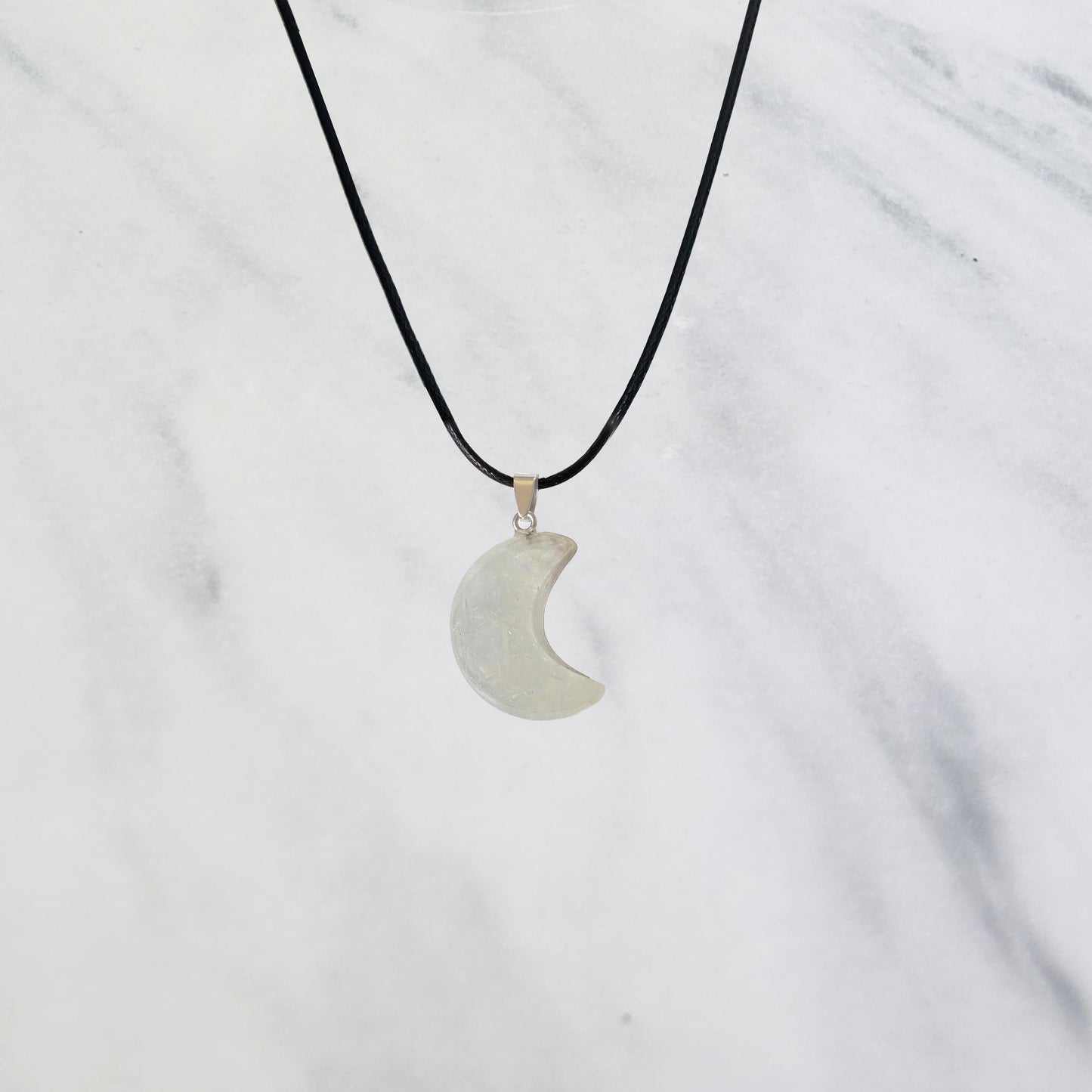 Clear Quartz Crescent Moon Pendant- Manifestation | Meditation | Evaluation