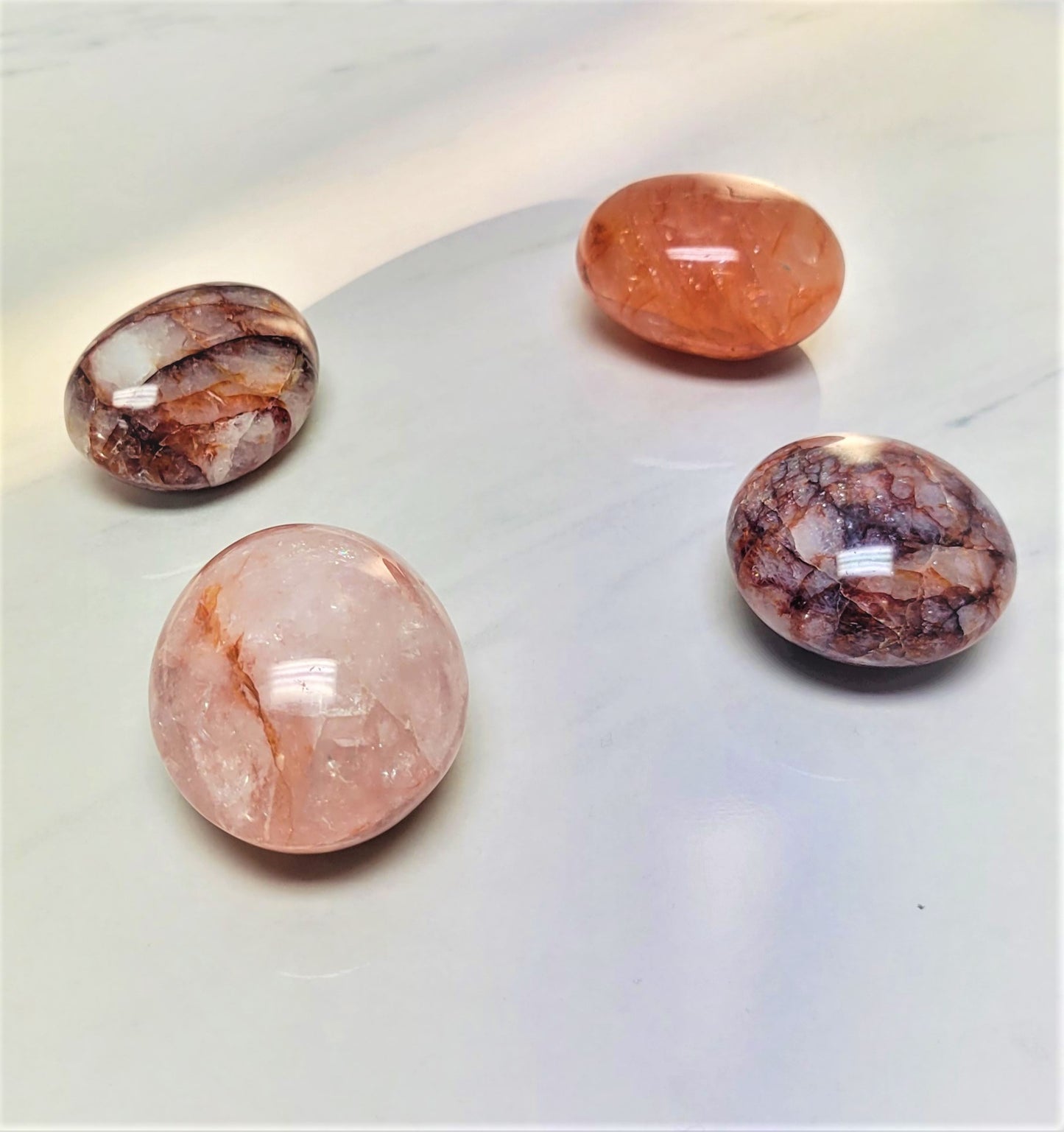 Fire Quartz Palm Stone- Enhances focus | Self Esteem | Balances Energy | Encourages Creative And Original Thinking