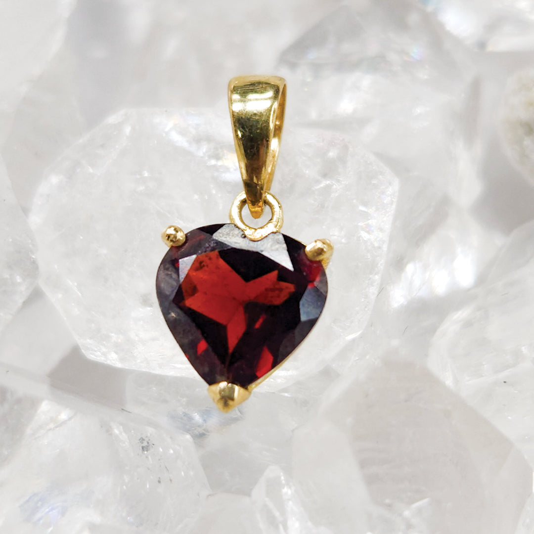 Garnet Heart Pendant Set In 14k Gold- Increases Feelings Of Support And Joy | Self Worth | Releases Panic Worry And Anxiety | Reproductive Health