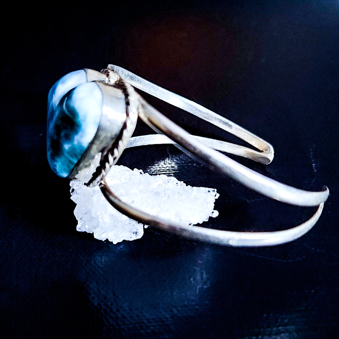Sterling Silver Larimar Heart Cuff-Feminine power | Great for healers & caretakers | Release of negative emotions | Self nurturing