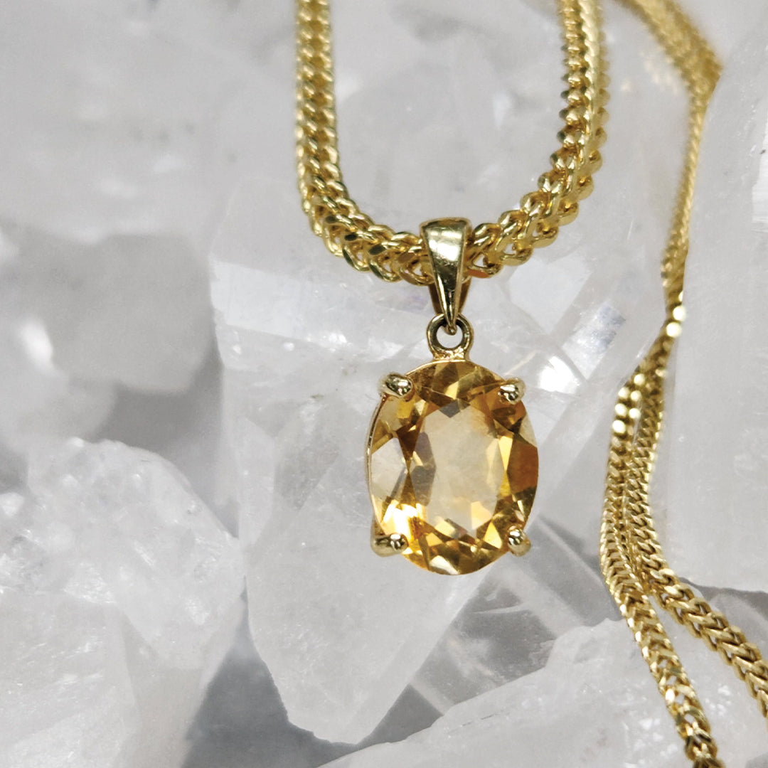 Oval Citrine Pendants Set In 14k Gold- Happiness | Positivity | Abundance