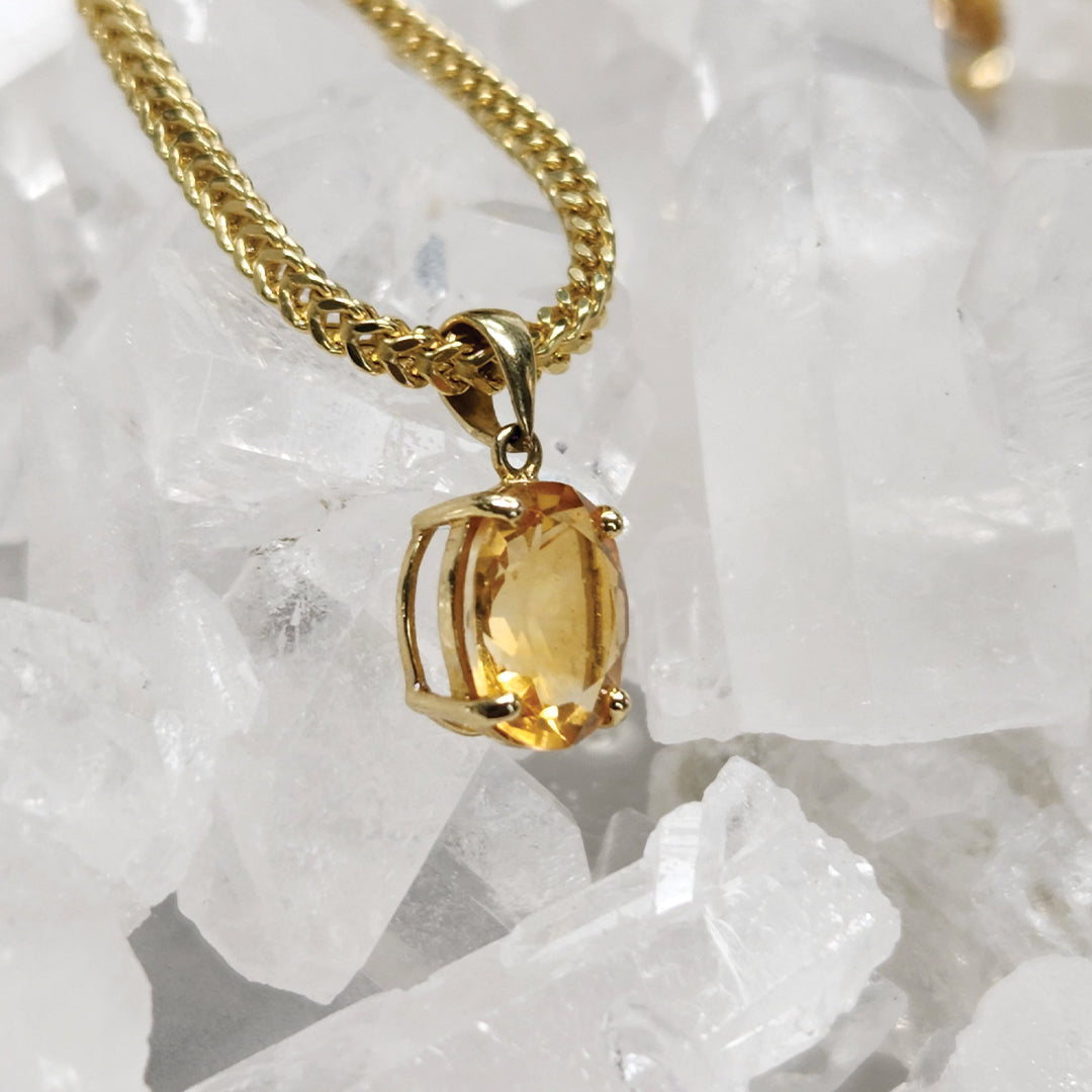 Oval Citrine Pendants Set In 14k Gold- Happiness | Positivity | Abundance