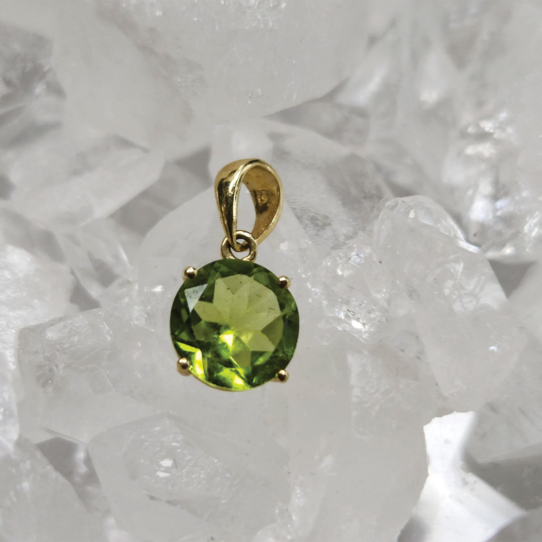Round Peridot Pendant Set In 14k Gold- Increase | Abundance | Prosperity