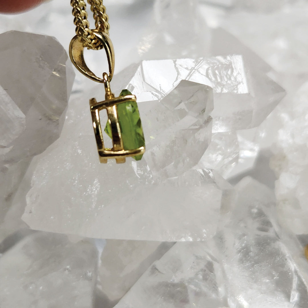 Round Peridot Pendant Set In 14k Gold- Increase | Abundance | Prosperity