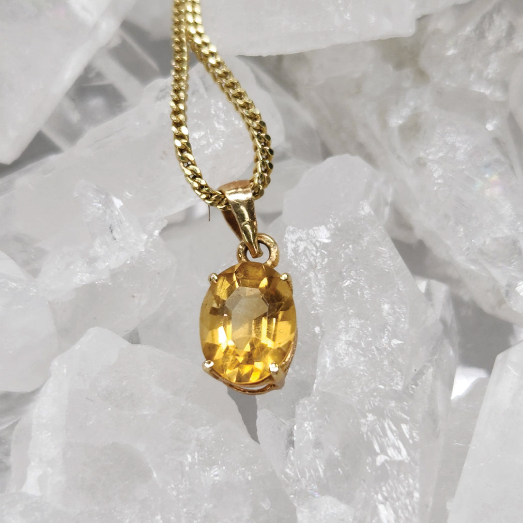Oval Citrine Pendants Set In 14k Gold- Happiness | Positivity | Abundance
