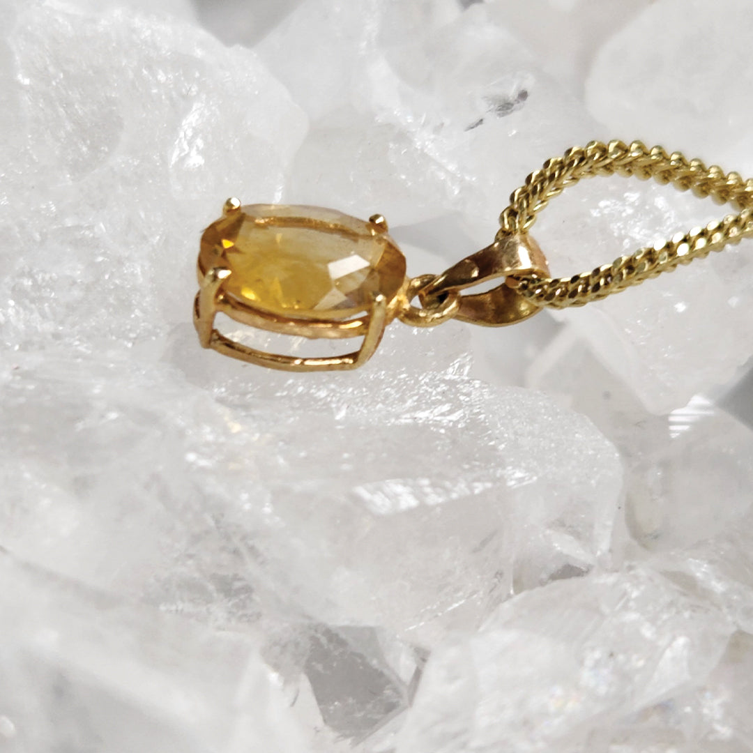 Oval Citrine Pendants Set In 14k Gold- Happiness | Positivity | Abundance