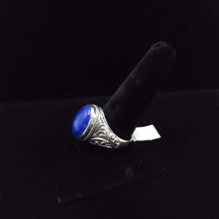 Ornate Men’s Sterling Silver Lapis Lazuli Ring