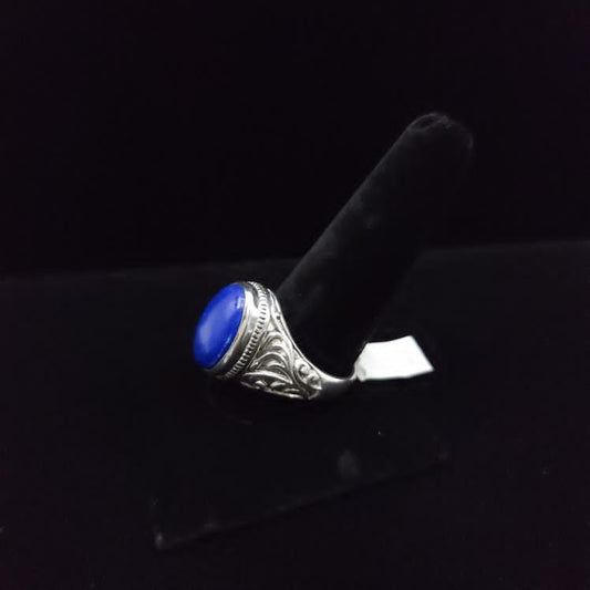 Ornate Men’s Sterling Silver Lapis Lazuli Ring