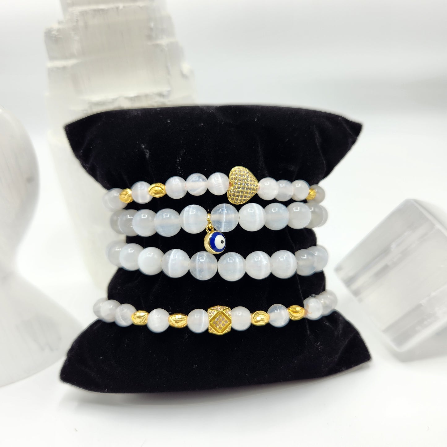 Selenite Bracelets - Helps with skeletal issues | Anxiety &amp; Worry |Clarity of mind |Awareness of self