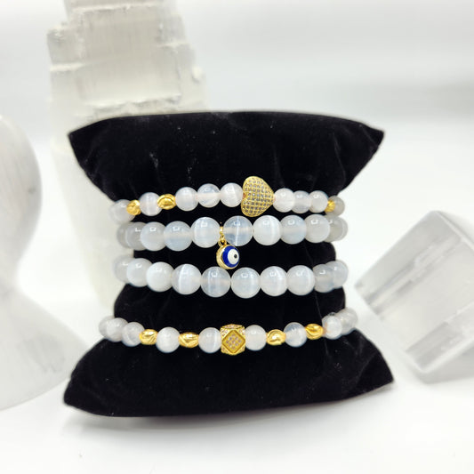 Selenite Bracelets - Helps with skeletal issues | Anxiety &amp; Worry |Clarity of mind |Awareness of self