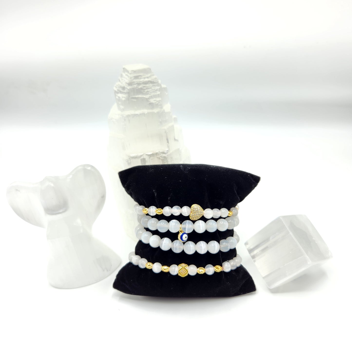 Selenite Bracelets - Helps with skeletal issues | Anxiety &amp; Worry |Clarity of mind |Awareness of self
