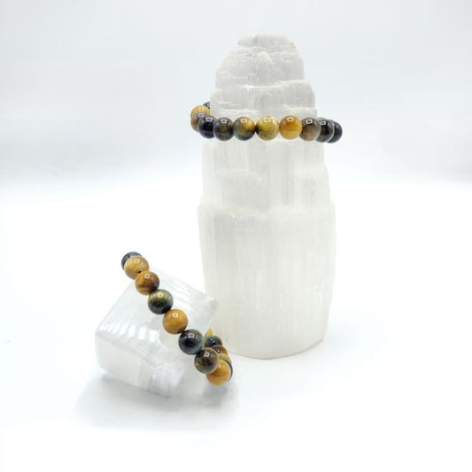 Yellow and Blue Tiger Eye Beaded Bracelet – Balance | Protection | Inner Strength