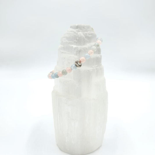 Mixed Beryl (Aquamarine &amp; Morganite) Beaded Bracelet – Calm | Compassion | Heart-Healing Energy
