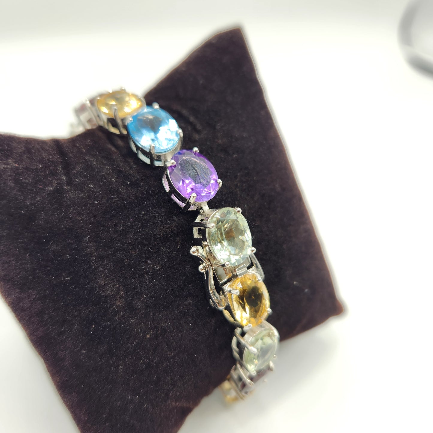 Grade A Multi Gem Sterling Silver Bracelet