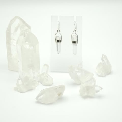 Sterling Silver Clear Quartz Point Earrings