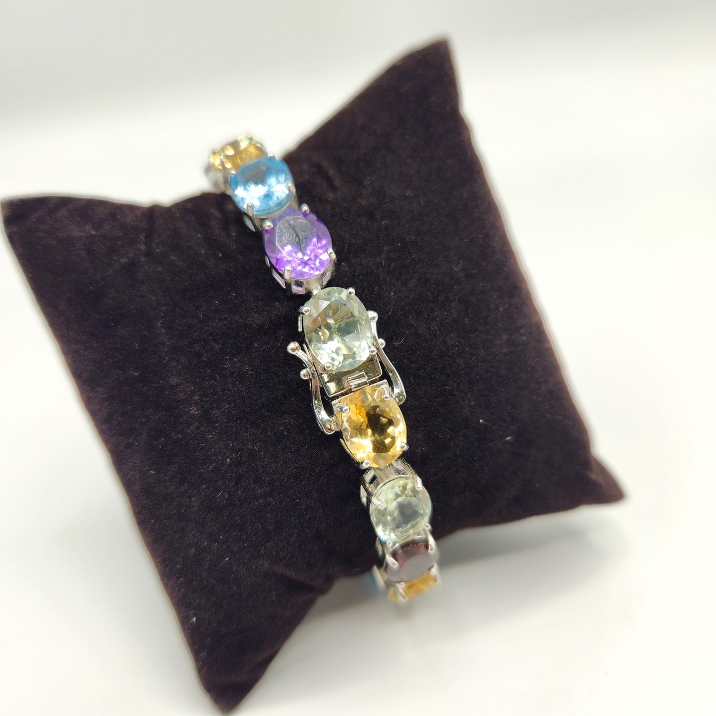 Grade A Multi Gem Sterling Silver Bracelet