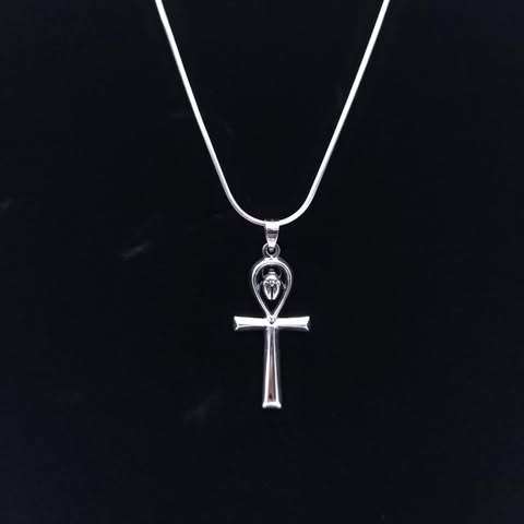 Sterling Silver Scarab Ankh Pendant