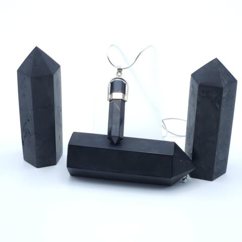 Sterling Silver Shungite Point Pendant
