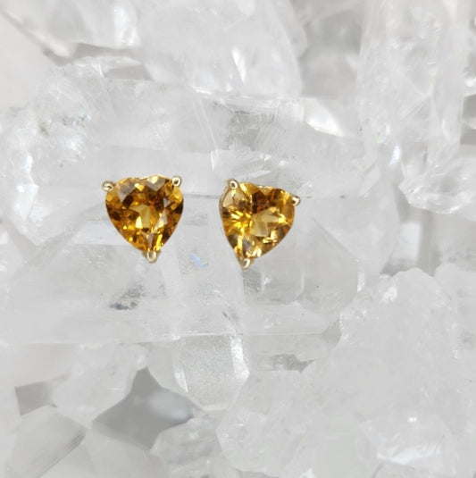 Citrine Heart Shaped Earrings- Happiness | Positivity | Abundance