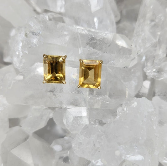 Citrine Square Shaped Earrings- Happiness | Positivity | Abundance