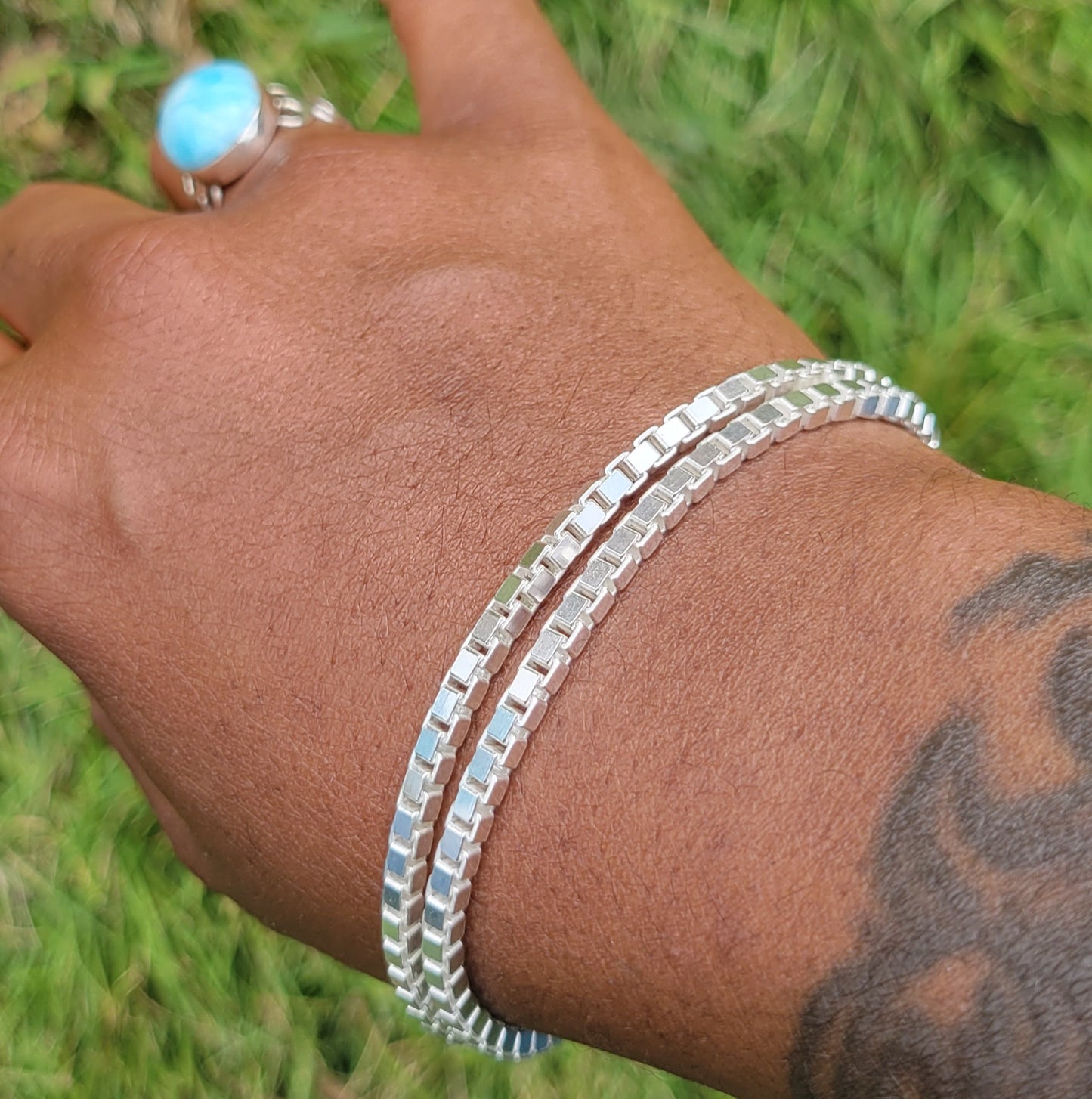 Sterling silver box link bracelet