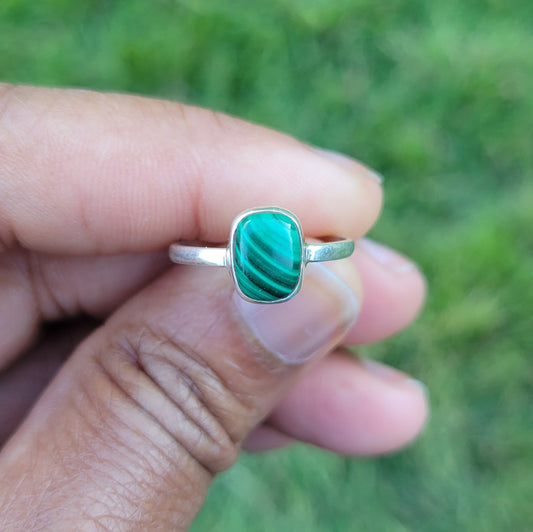 Sterling Silver Malachite Ring- Healed heart | Confidence | Recovery from illness