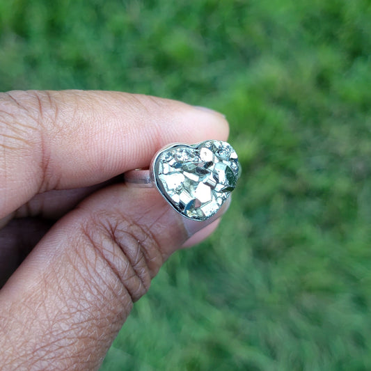 Adjustable Sterling Silver Pyrite Ring