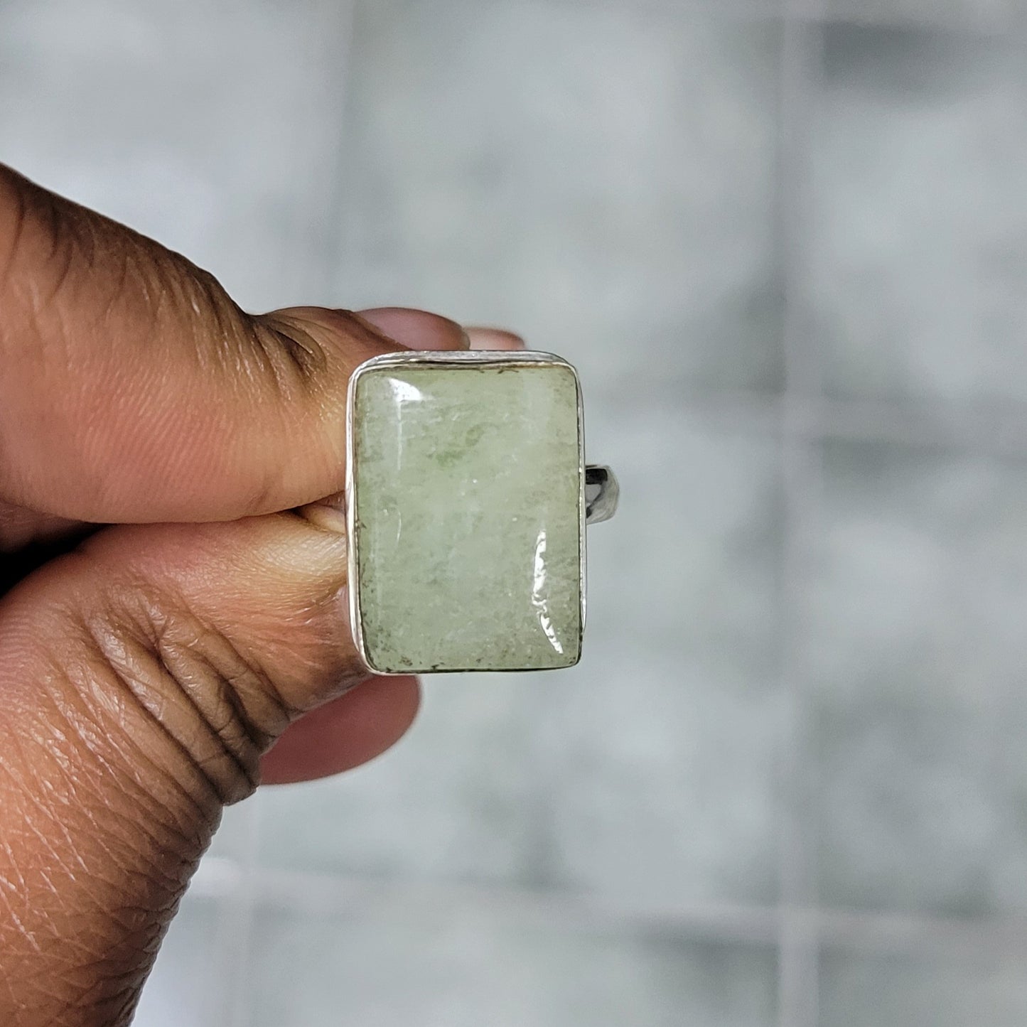 Sterling Silver Square Shaped Aquamarine Rings-Luck | Hope | Optimism