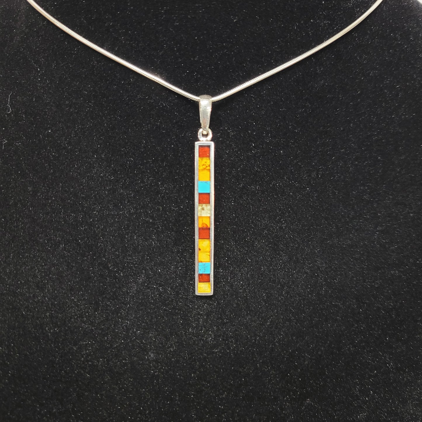 Sterling Silver Amber/ Turquoise Pendant. Amber-Increases energy levels|Personal evolution|Purifying