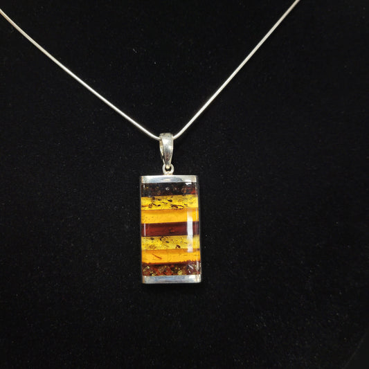 Sterling Silver Amber Pendant. Amber-Increases energy levels|Personal evolution|Purifying
