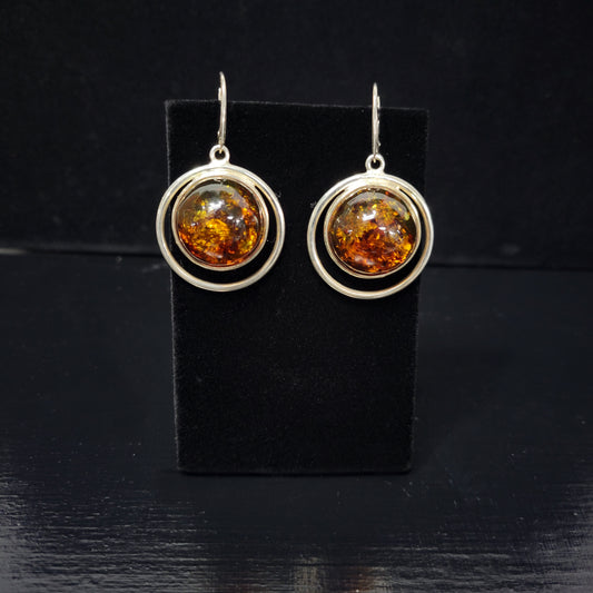 Sterling Silver Amber Earrings. Amber-Increases energy levels|Personal evolution|Purifying