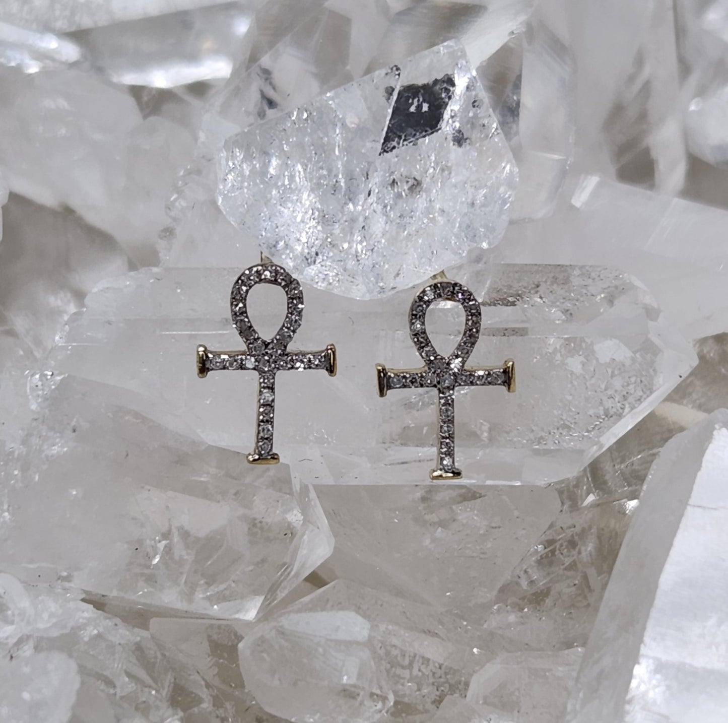 Diamond Ankh Earrings